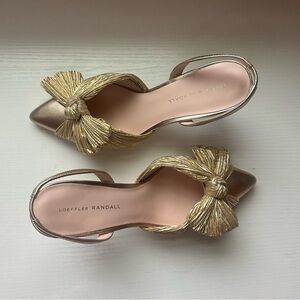 Loeffler Randall Sylvana Slingback Gold Bow Pump - Size 9